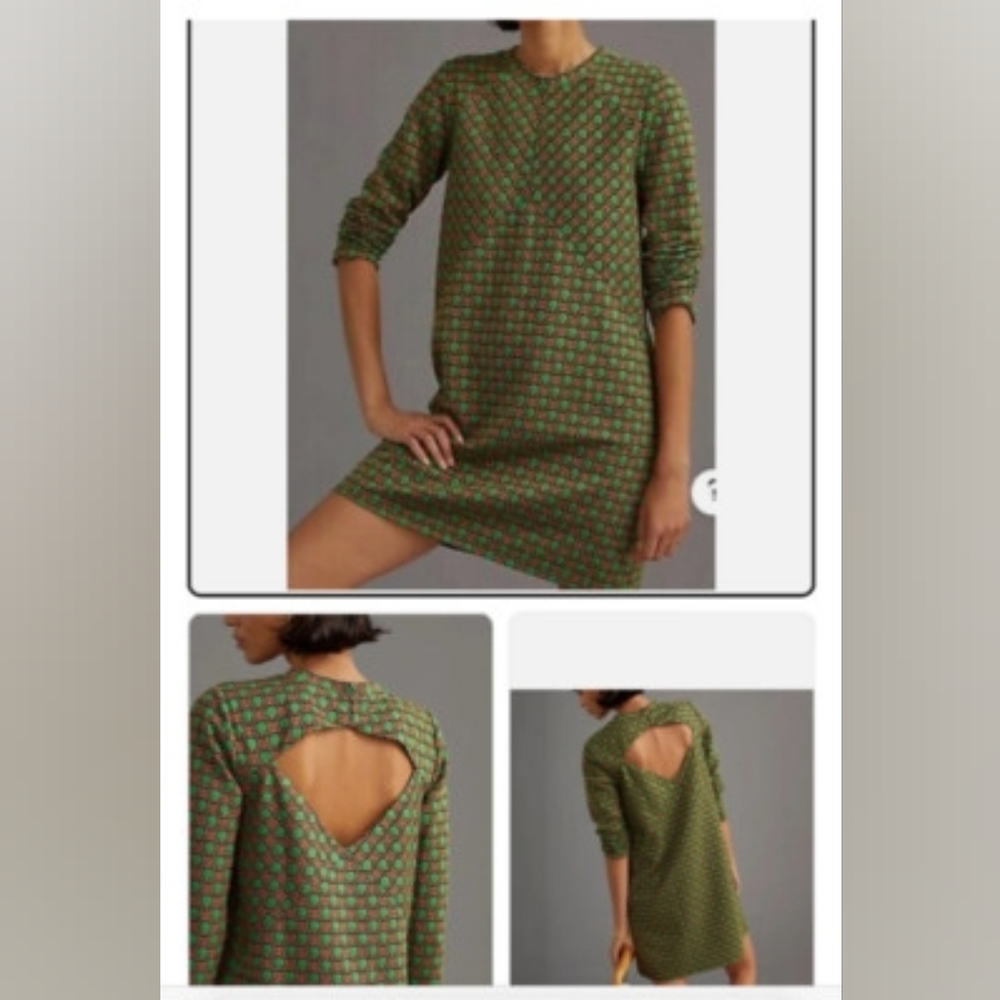 Maeve Anthropologie Jacquard Shift Cut Out Mini Dress In S